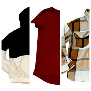 Girls tops size 8/10 t-shirt fluffy hoodie button down flannel